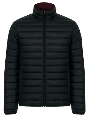 Nayati Funnel Neck Quilted Puffer Jacket in Jet Black / Burgundy - Tokyo Laundry