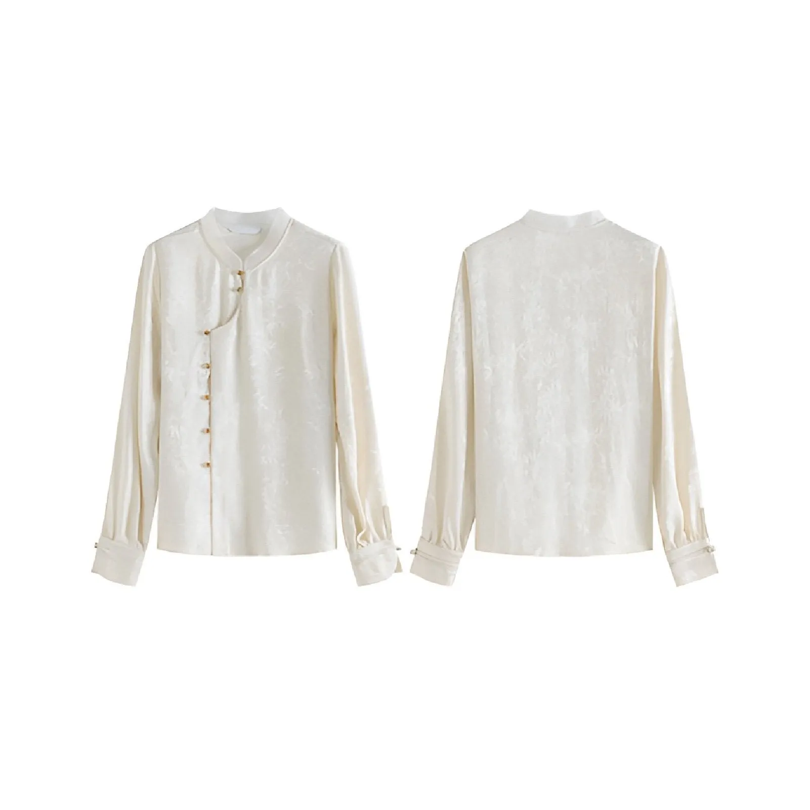 New Chinese-Style Long Sleeve Mandarin Collar Shirt