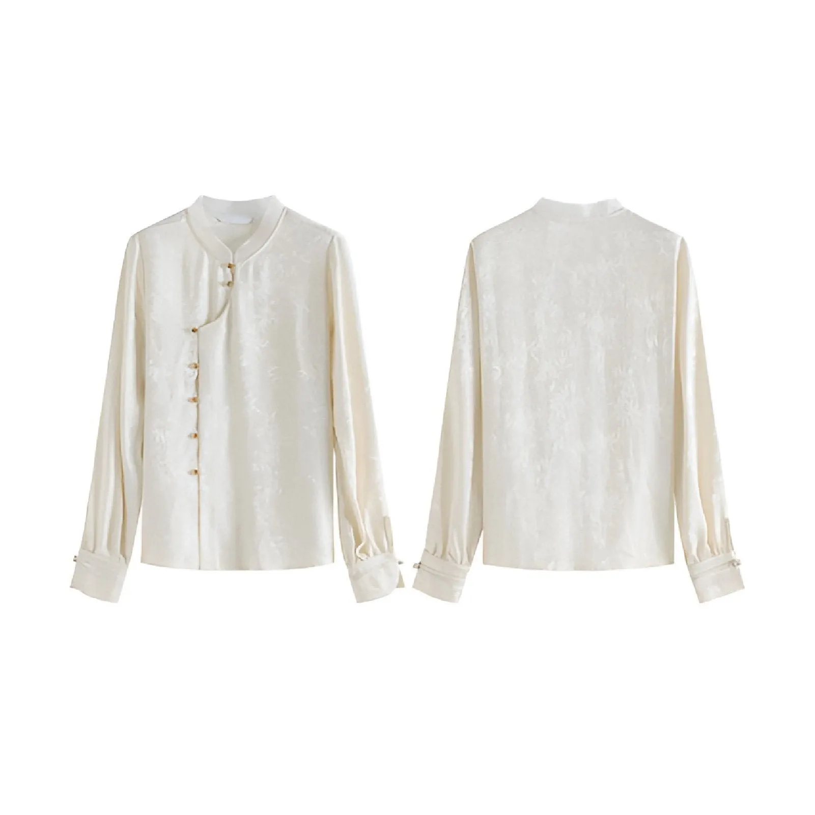 New Chinese-Style Long Sleeve Mandarin Collar Shirt