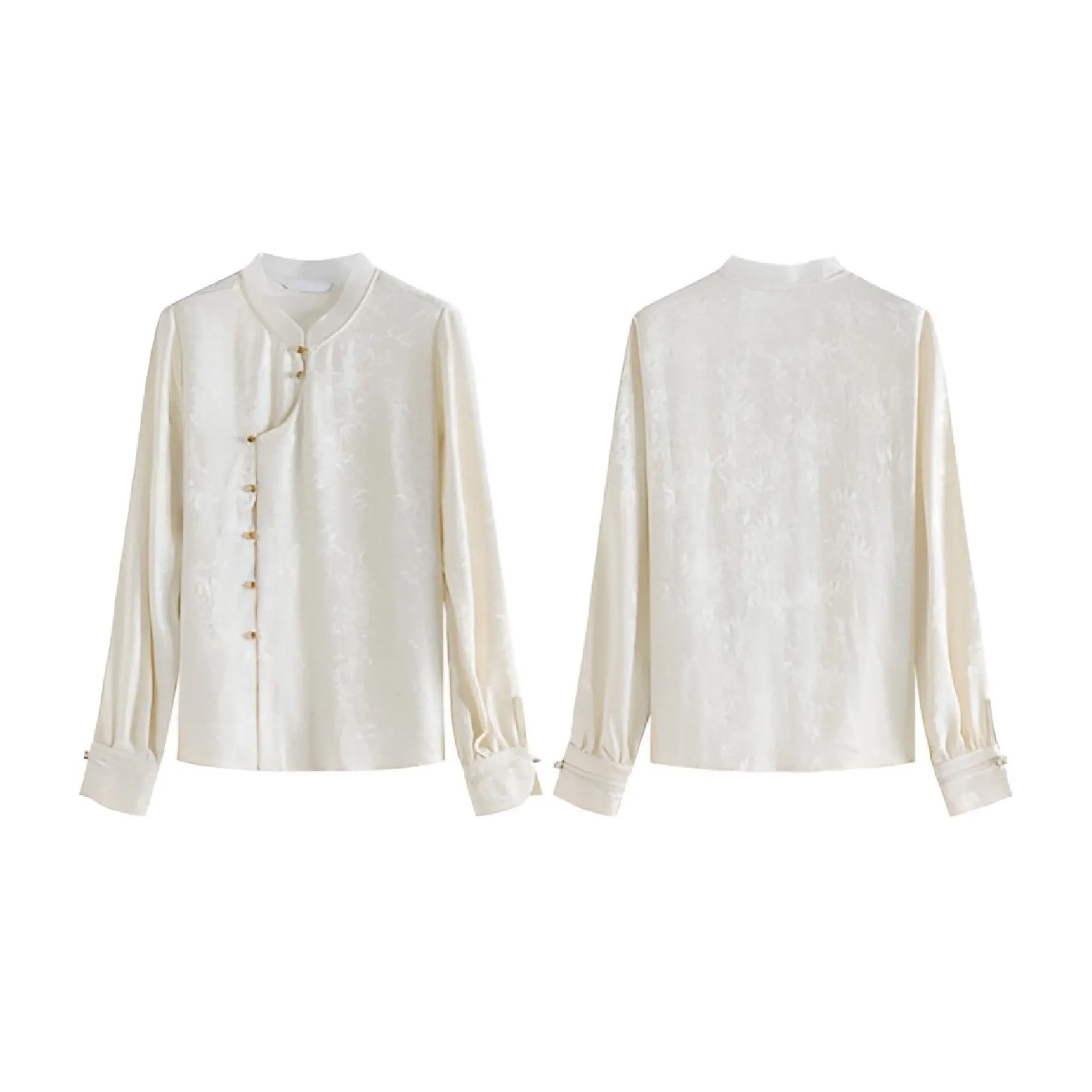 New Chinese-Style Long Sleeve Mandarin Collar Shirt