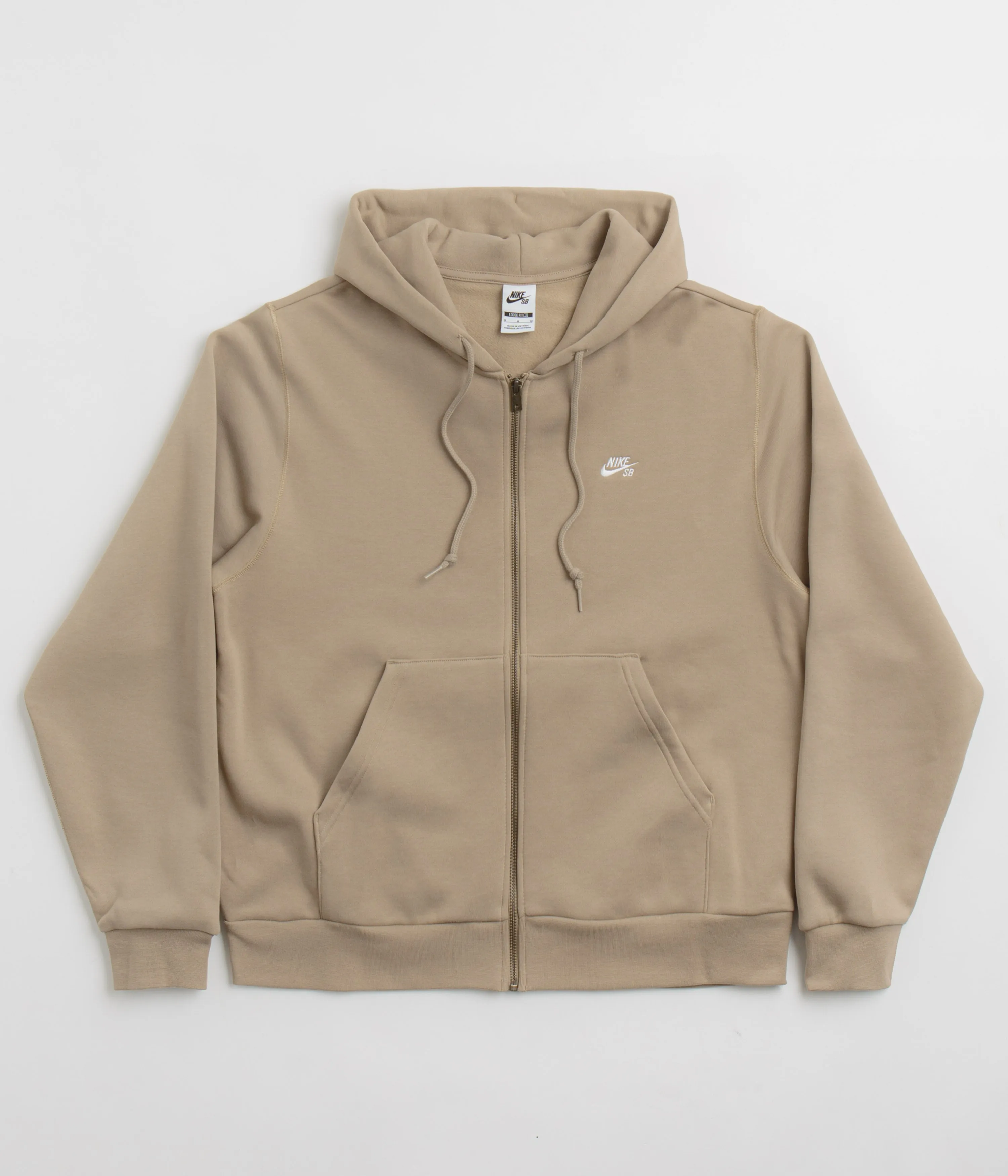 Nike SB Essential Logo Full Zip Hoodie - Khaki / White