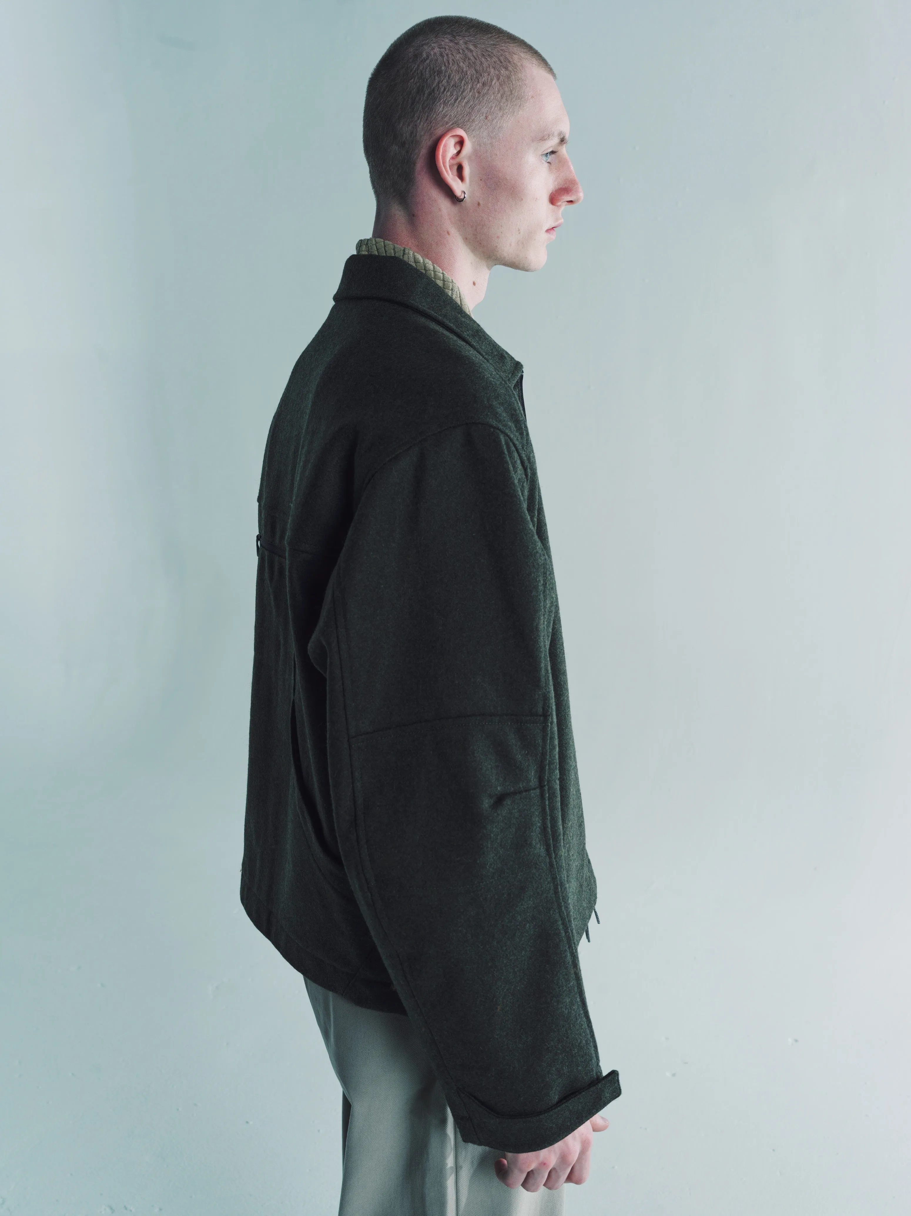 Olive Zip Up Shirt Jacket