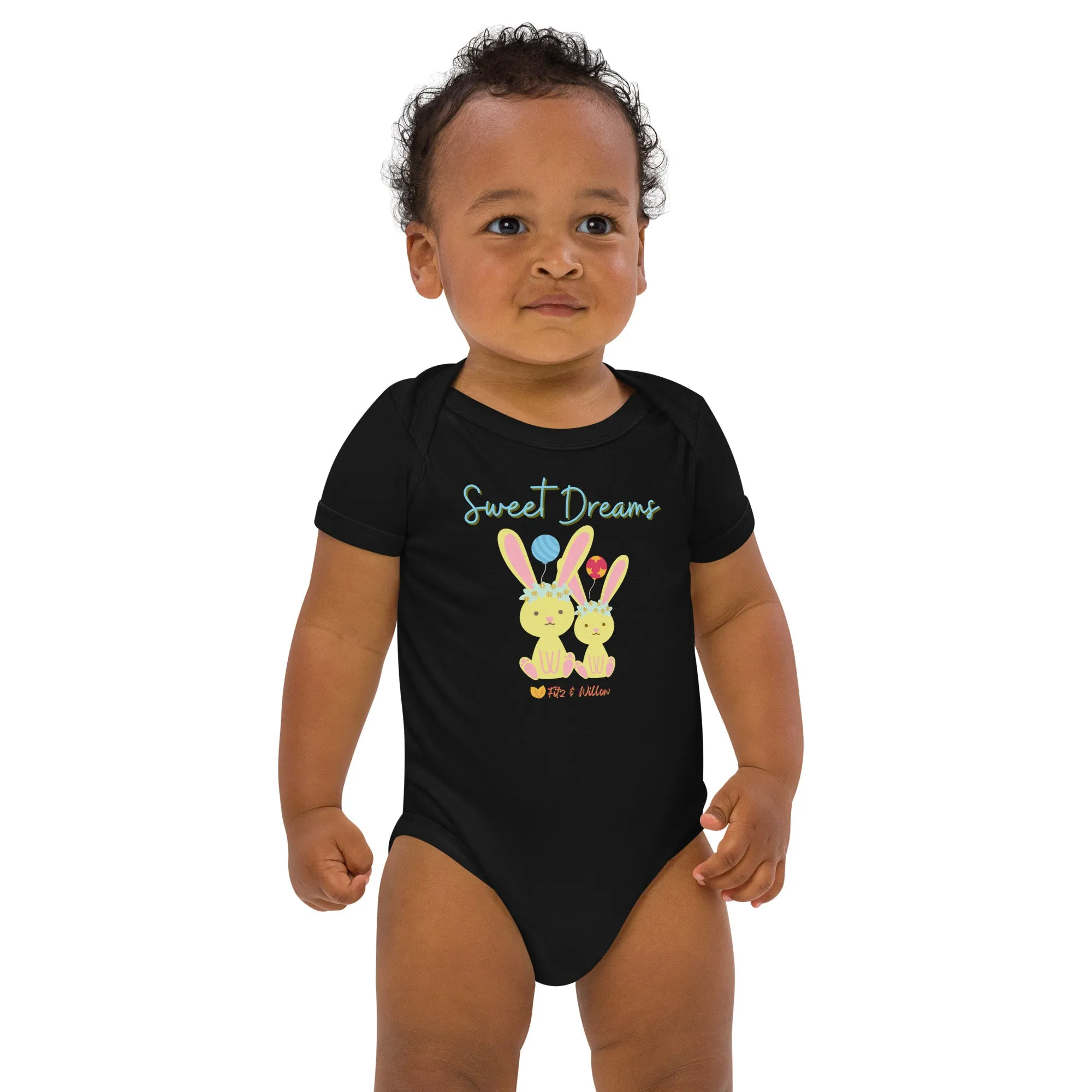 Organic cotton baby bodysuit, Sweet Dreams - Fitz & Willow