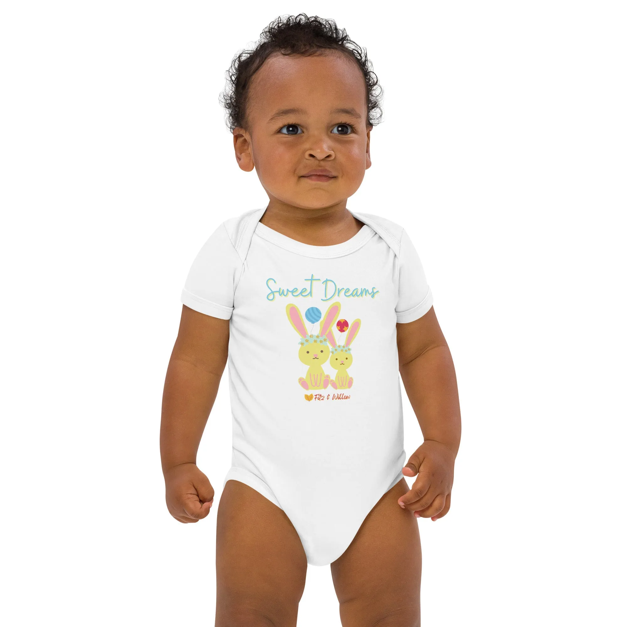 Organic cotton baby bodysuit, Sweet Dreams - Fitz & Willow