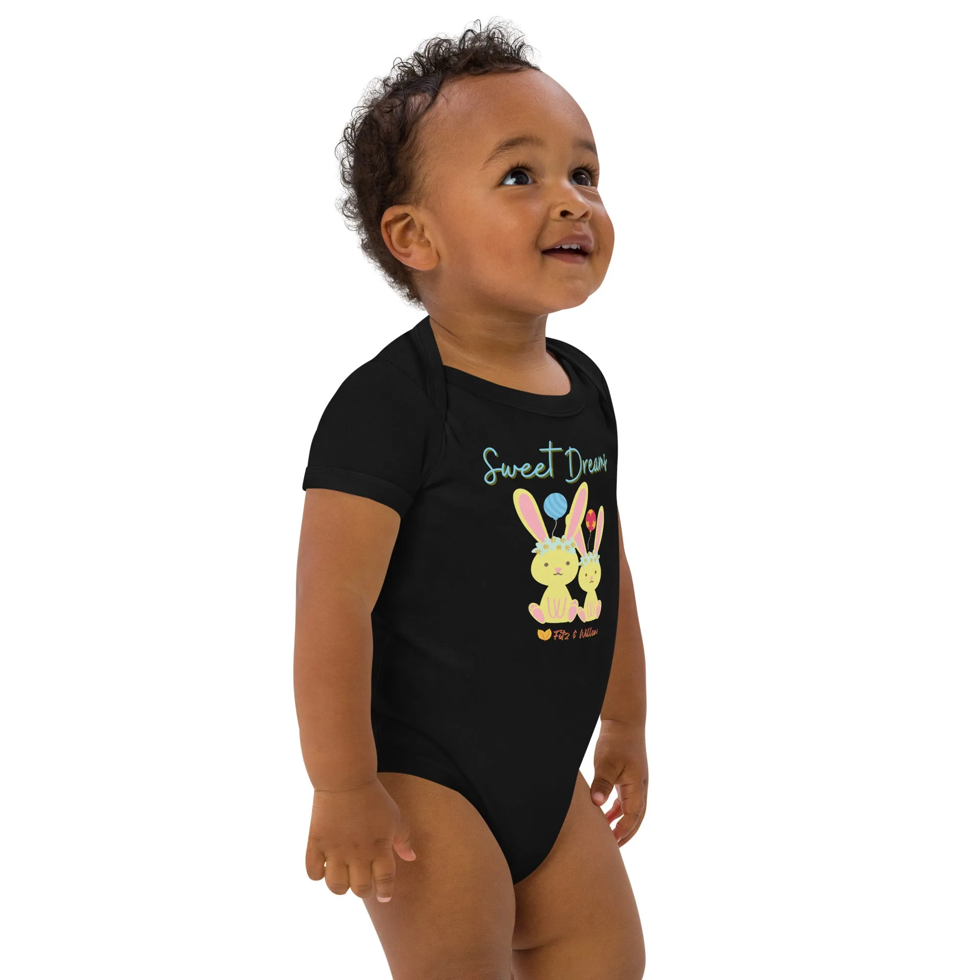 Organic cotton baby bodysuit, Sweet Dreams - Fitz & Willow