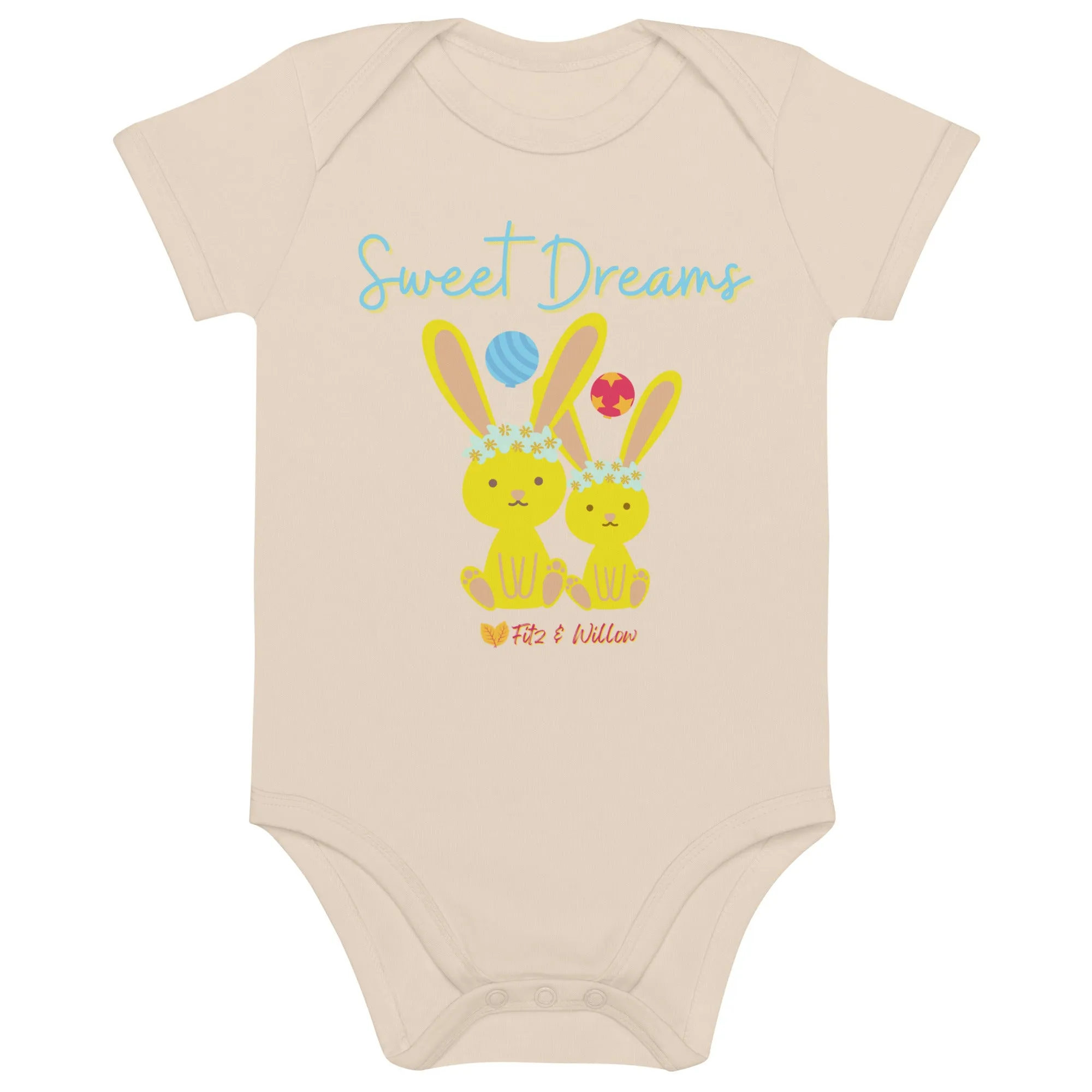 Organic cotton baby bodysuit, Sweet Dreams - Fitz & Willow