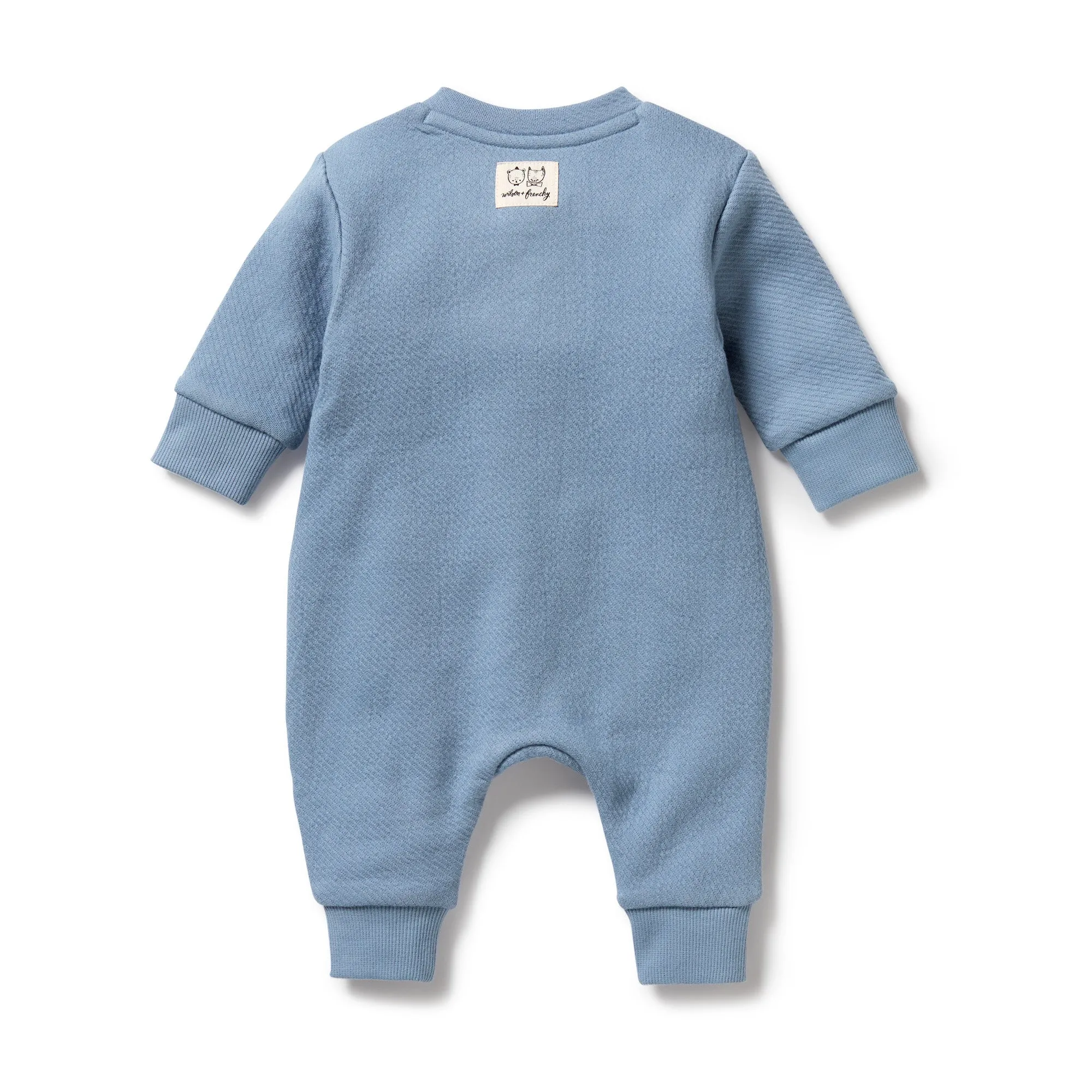 Organic Cotton Quilted Growsuit | Storm Blue