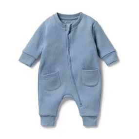 Organic Cotton Quilted Growsuit | Storm Blue