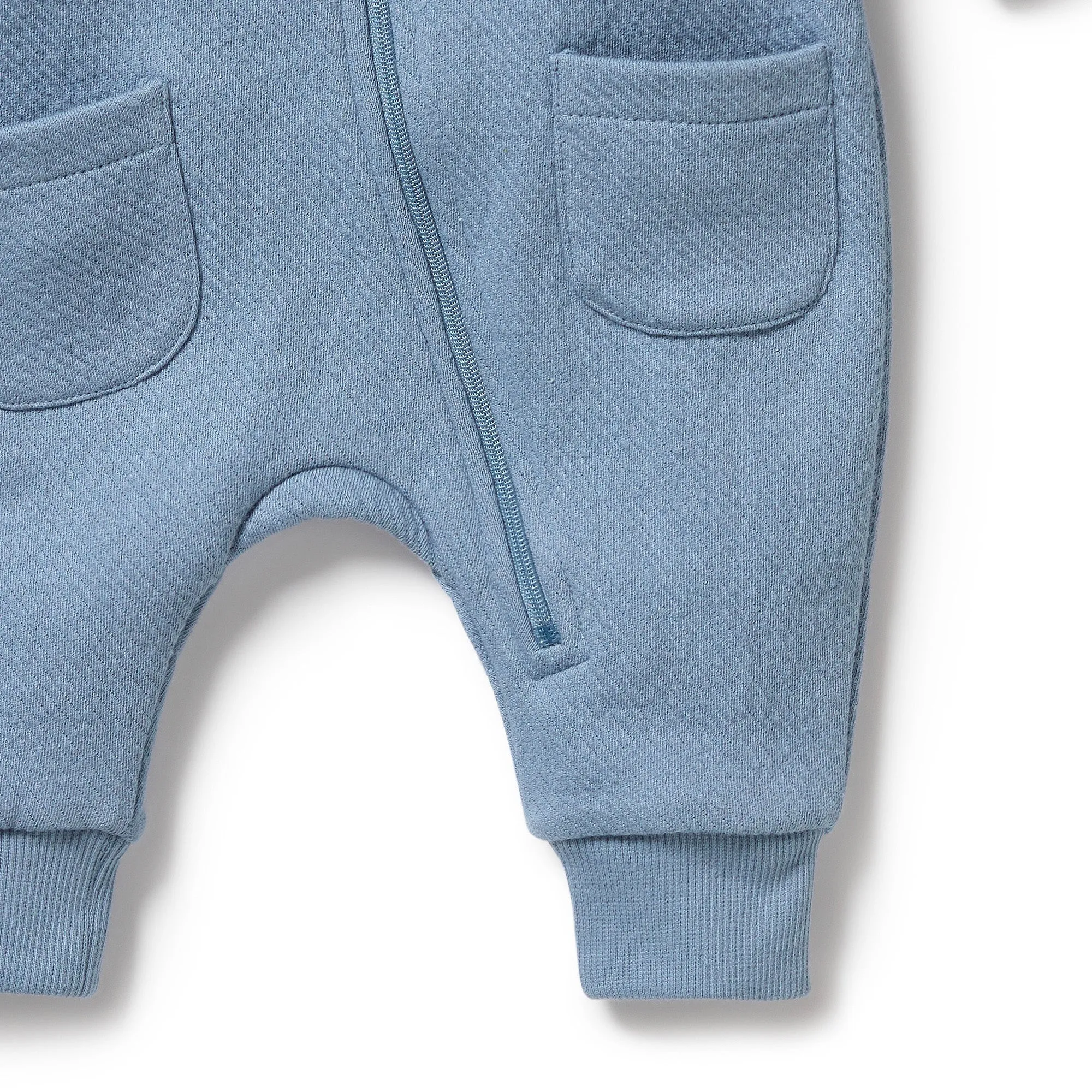 Organic Cotton Quilted Growsuit | Storm Blue