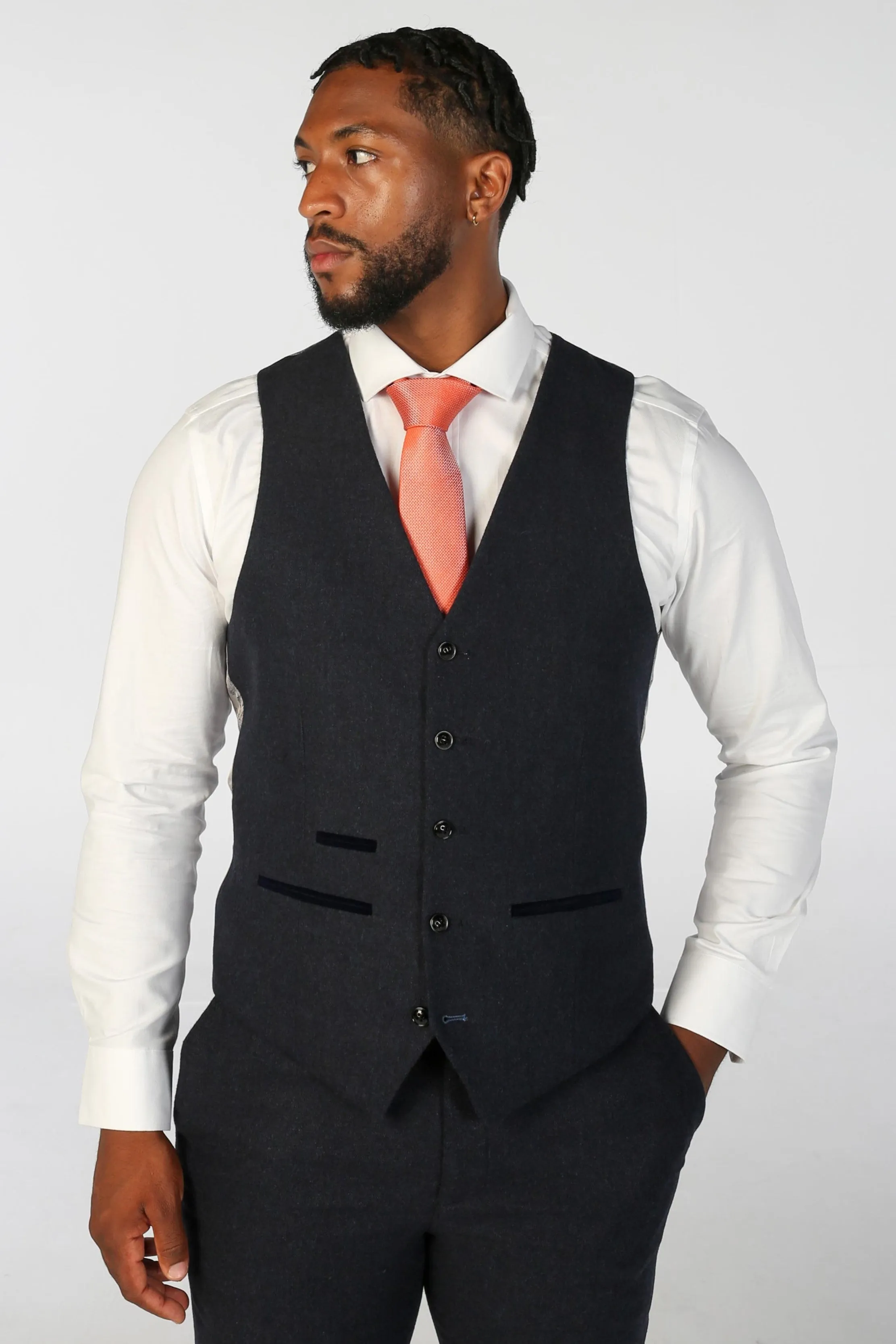Oscar - Men's Navy Tweed Waistcoat