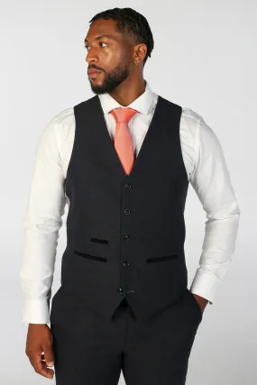 Oscar - Men's Navy Tweed Waistcoat