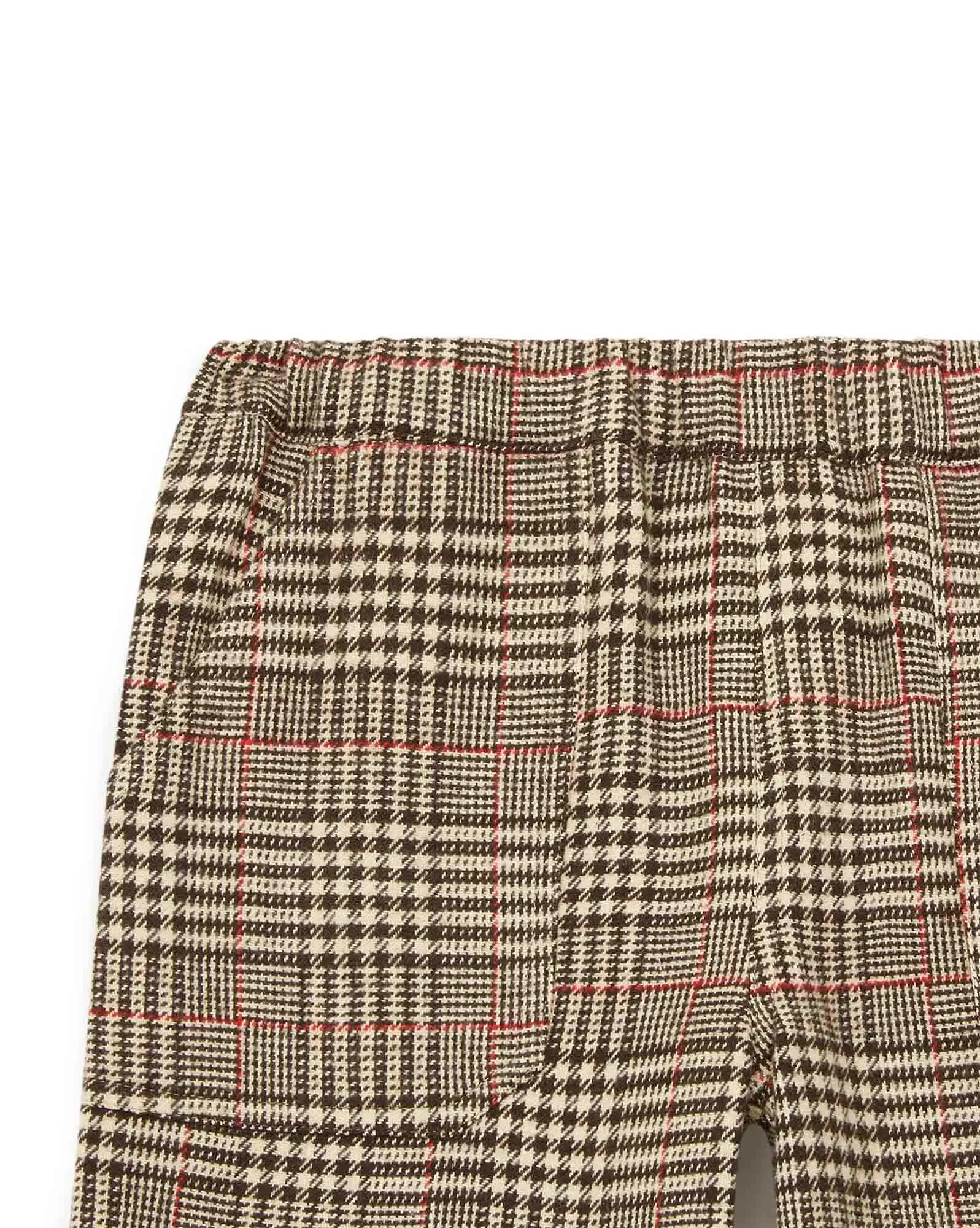 Pantalon Batcha Marron En Coton Tweed Imprimé Carreau