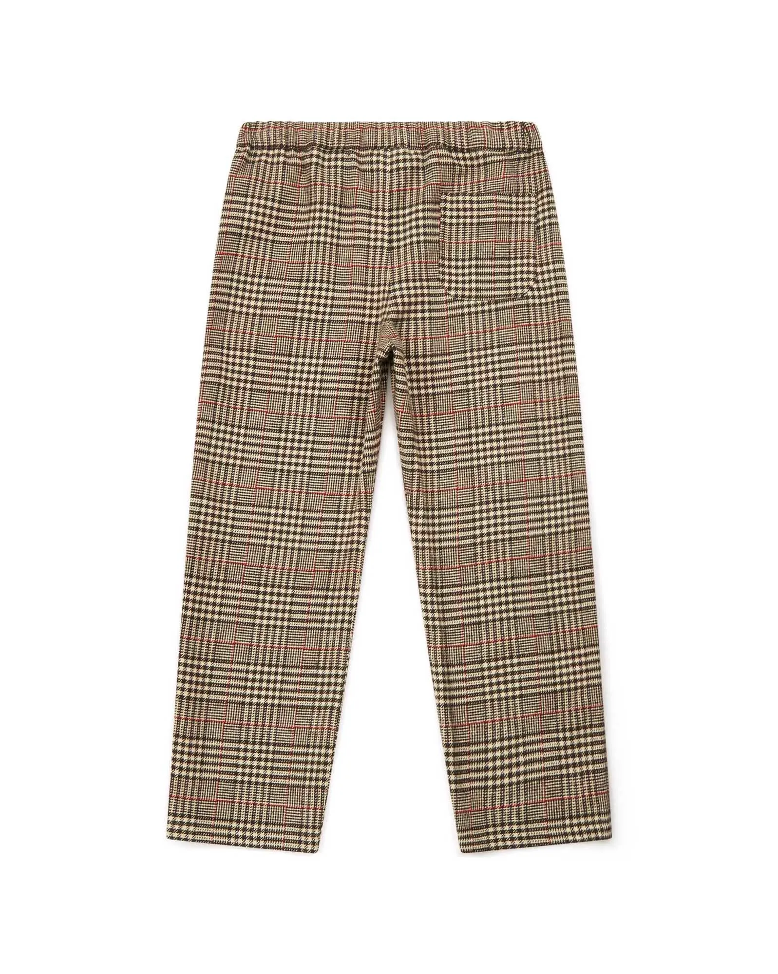 Pantalon Batcha Marron En Coton Tweed Imprimé Carreau