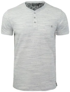 Petrak Space Dye Henley T-Shirt in Blue / Ivory