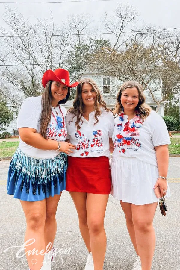 Phi Mu Red White & Blue Homecoming Henley