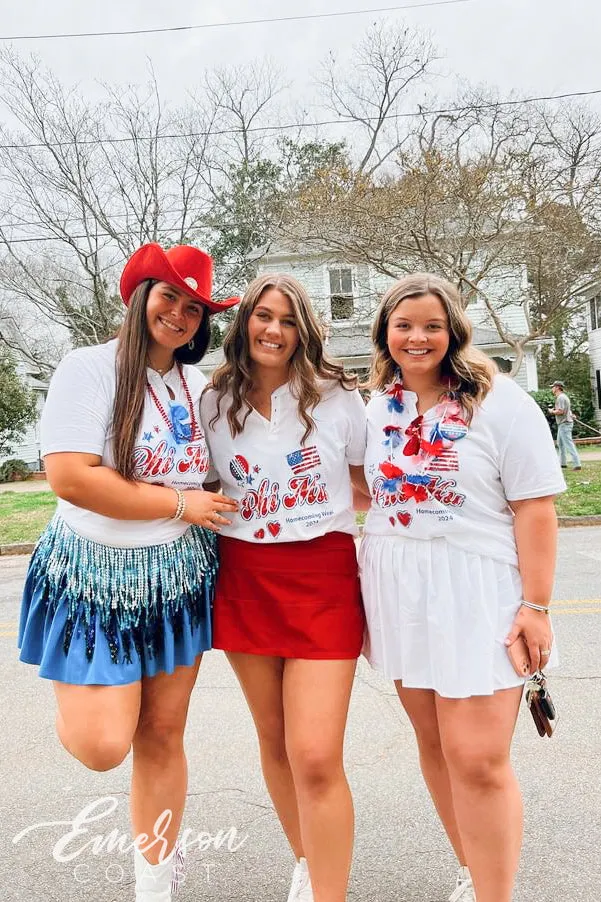 Phi Mu Red White & Blue Homecoming Henley
