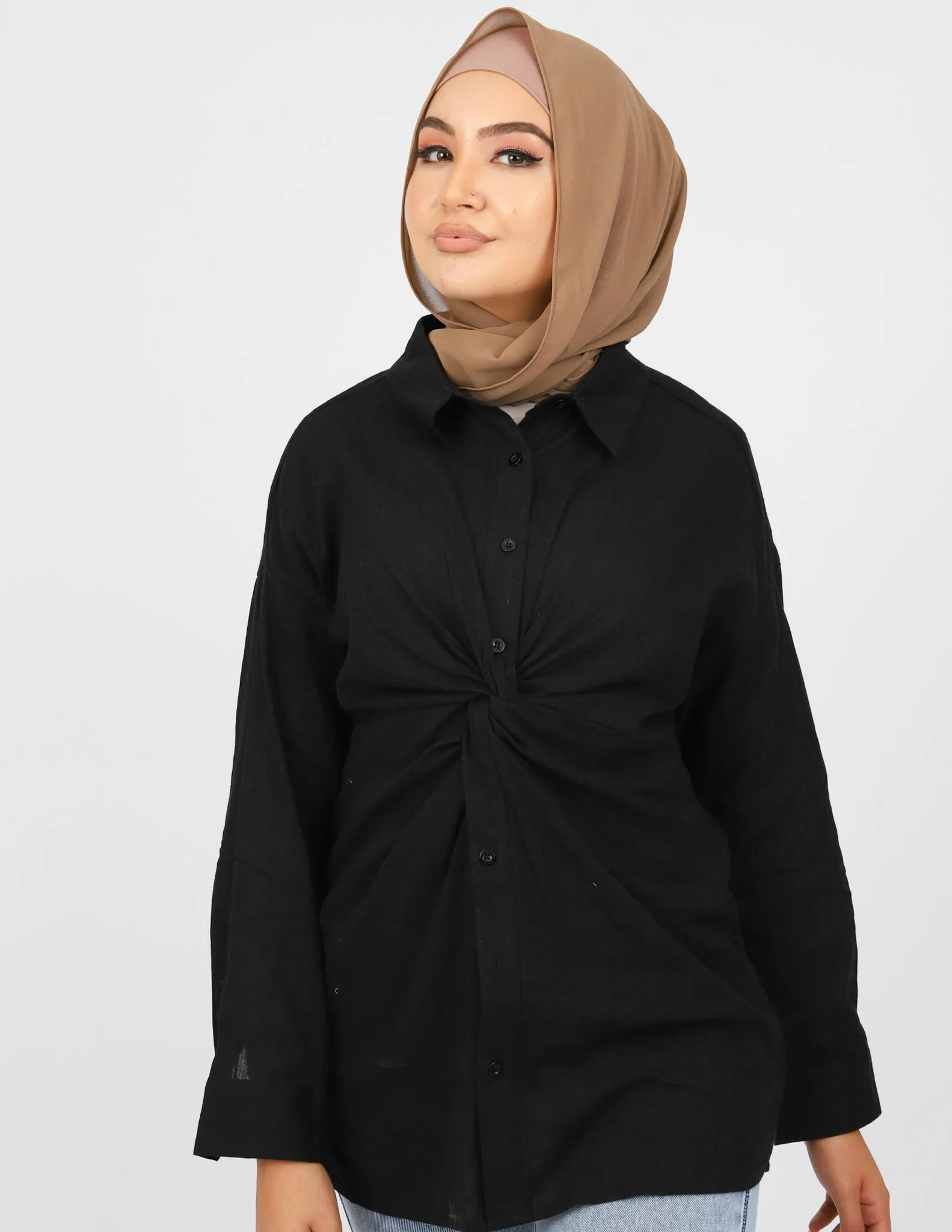 Pin Stripe Detailed Knot Shirt