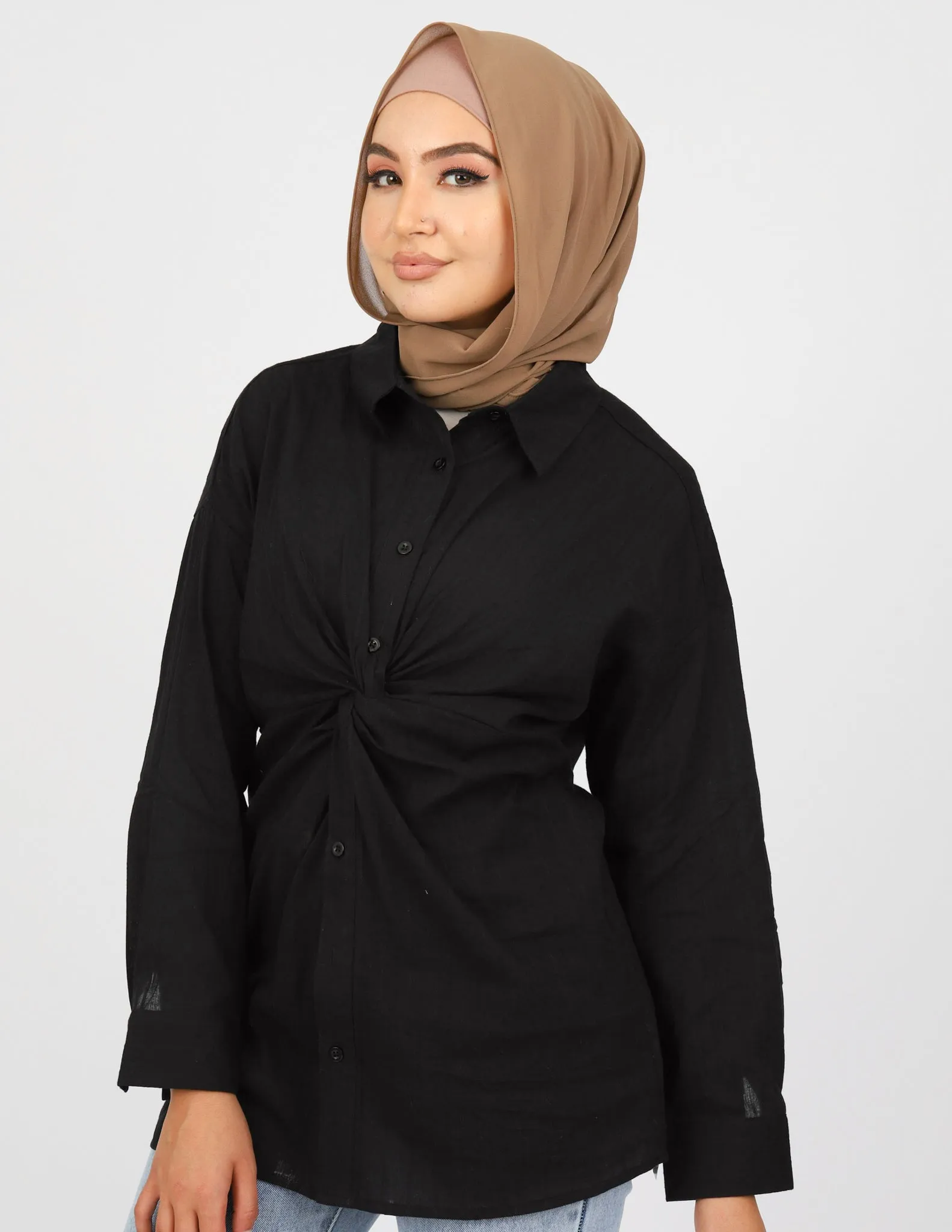 Pin Stripe Detailed Knot Shirt