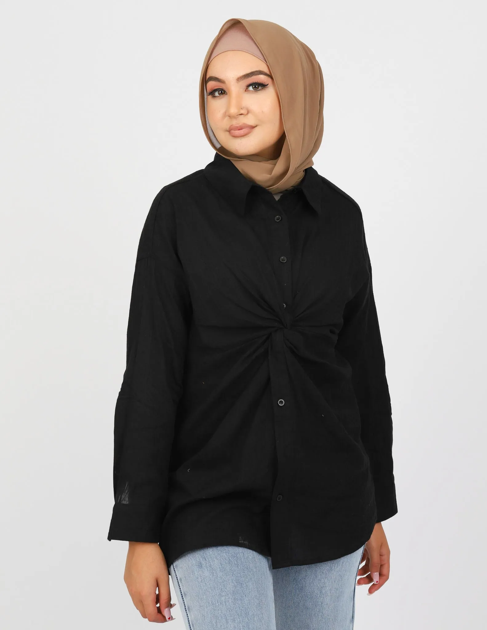 Pin Stripe Detailed Knot Shirt
