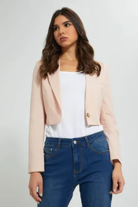 Pink Long Sleeve Cropped Jacket