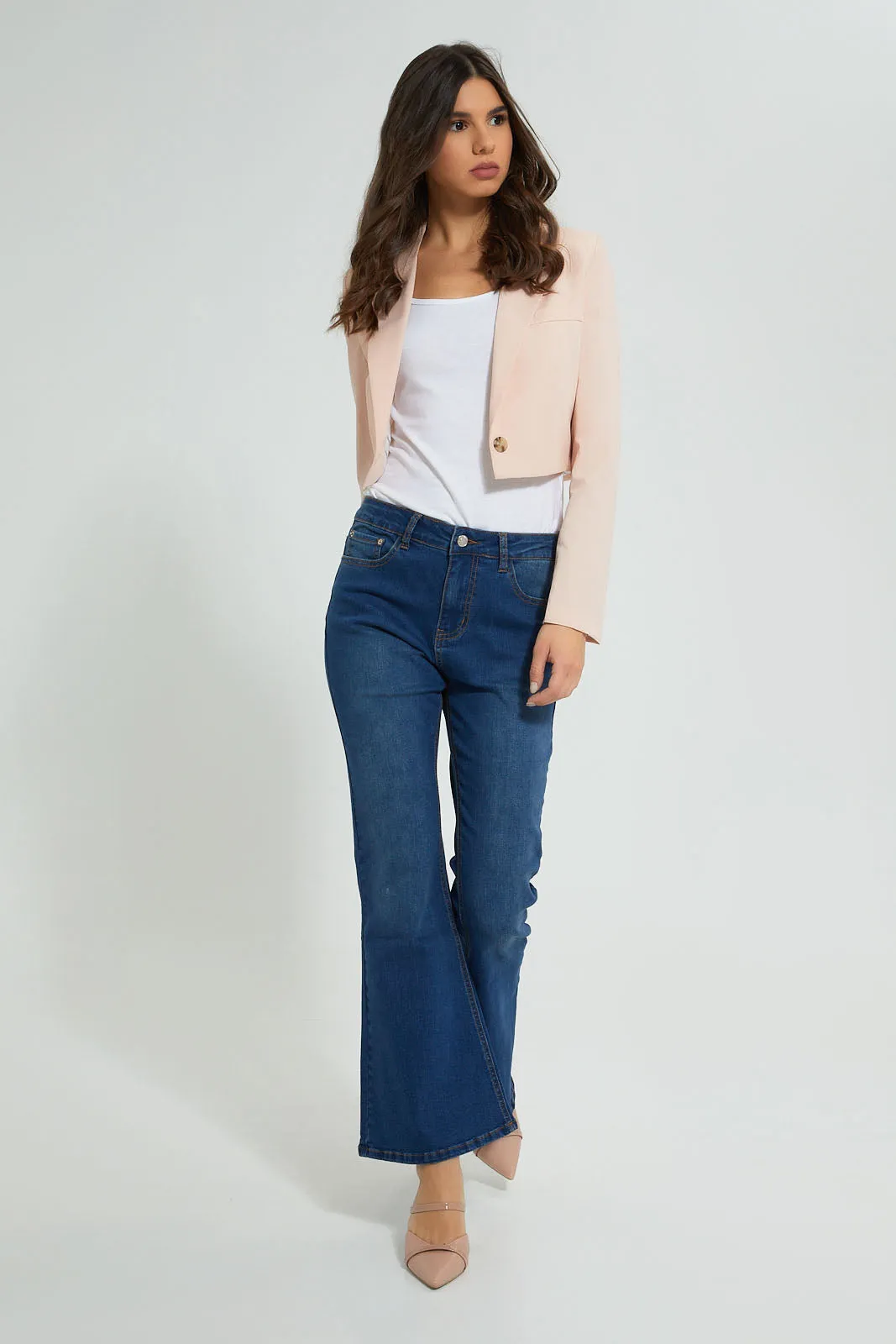 Pink Long Sleeve Cropped Jacket