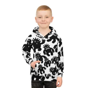 Playful Monster Children's Hoodie - Fun and Unique Black & White Design for Kids