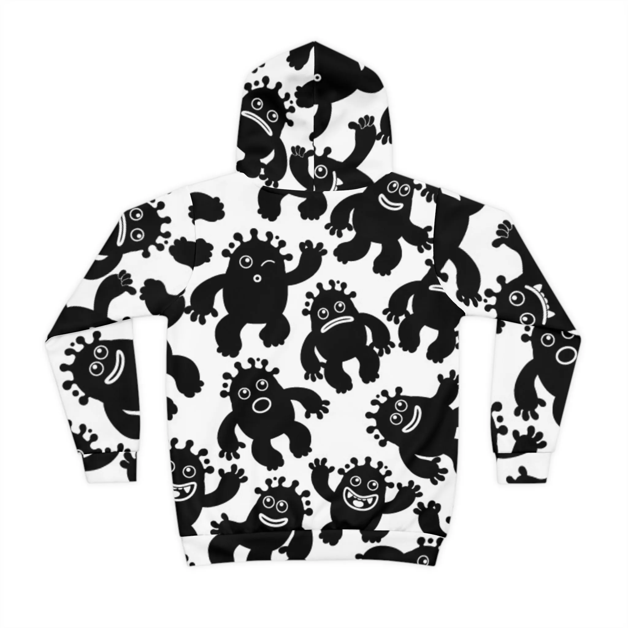 Playful Monster Children's Hoodie - Fun and Unique Black & White Design for Kids