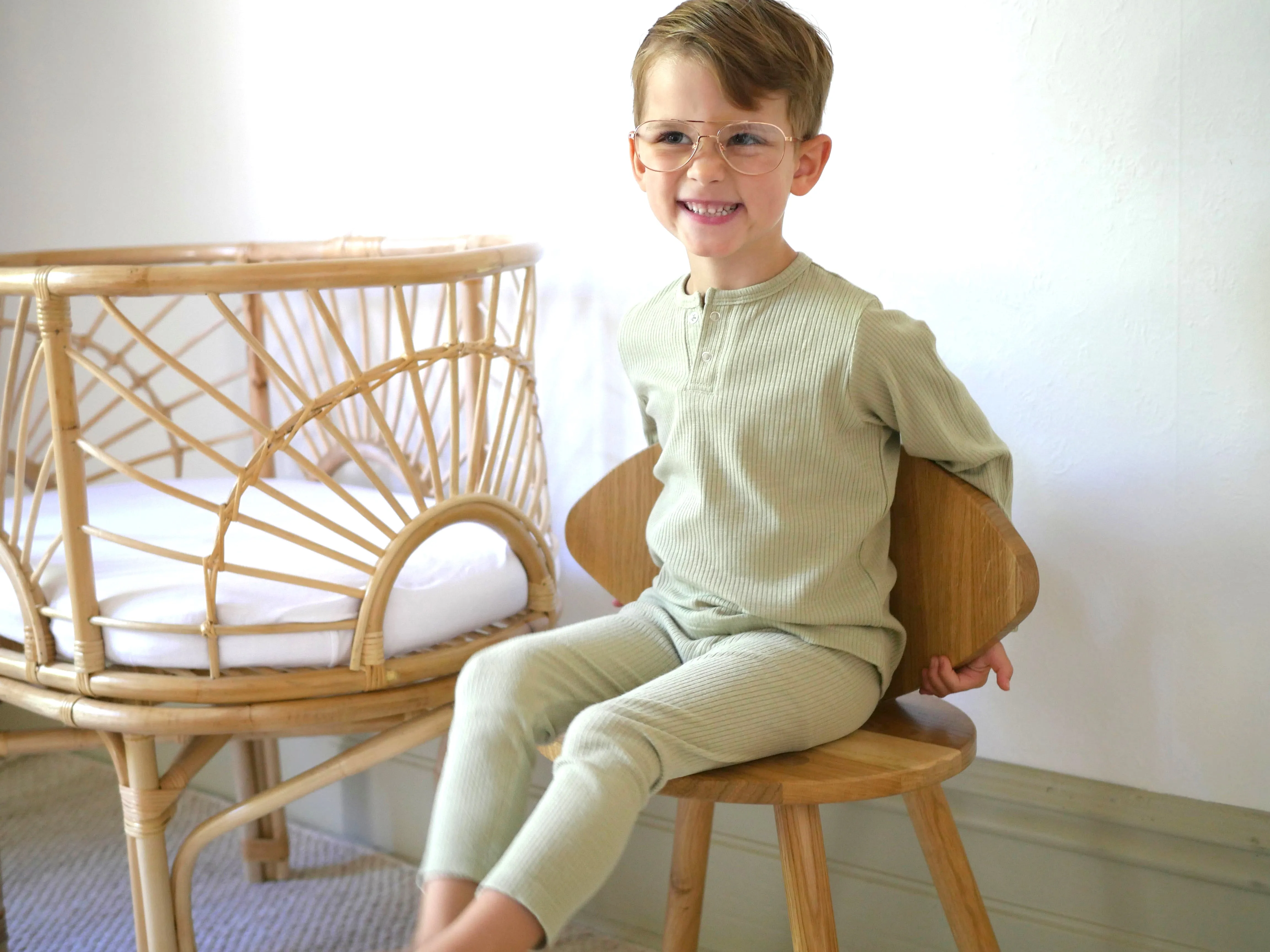 Ponchik Babies   Kids - Cotton Leggings - Pistachio Rib