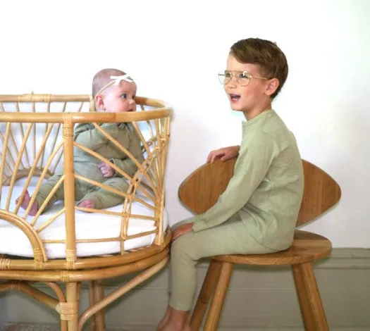 Ponchik Babies   Kids - Cotton Leggings - Pistachio Rib
