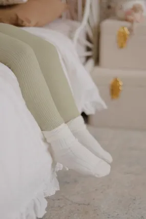 Ponchik Babies   Kids - Cotton Leggings - Pistachio Rib