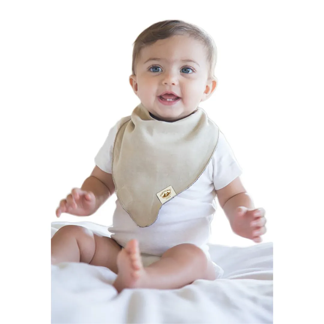 Poncho Baby Organic Bandana Bib - Reversible Beige/Olive