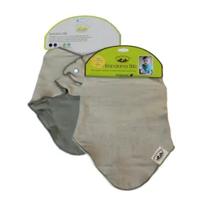 Poncho Baby Organic Bandana Bib - Reversible Beige/Olive