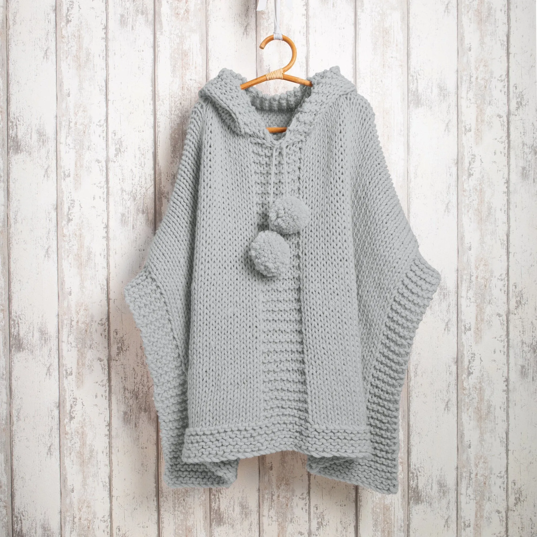 Poncho Blanket Knitting Kit - Hooded