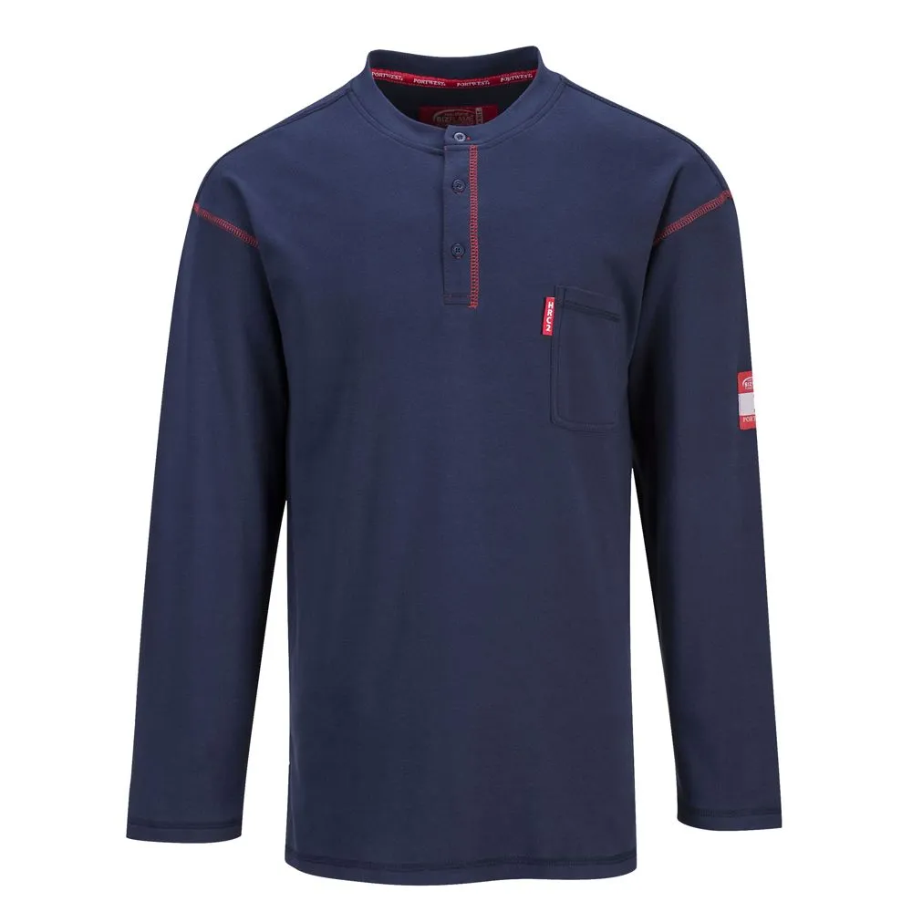 Portwest BizFlame FR 3 Button Crew Neck TShirt