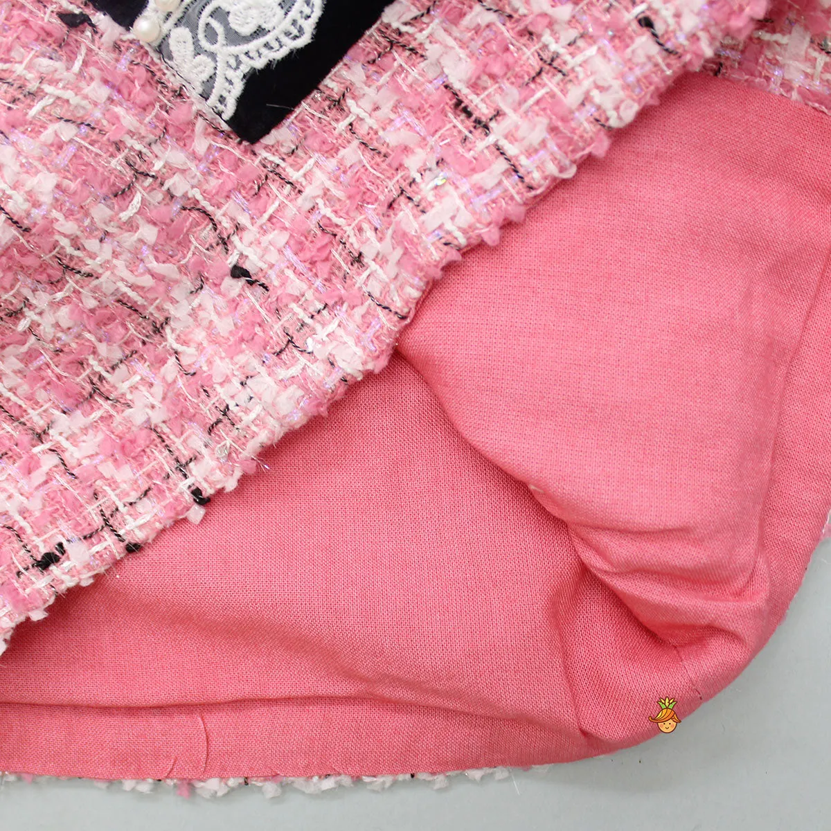 Pre Order: Pretty Pink Tweed Shirt Style Top And Skirt