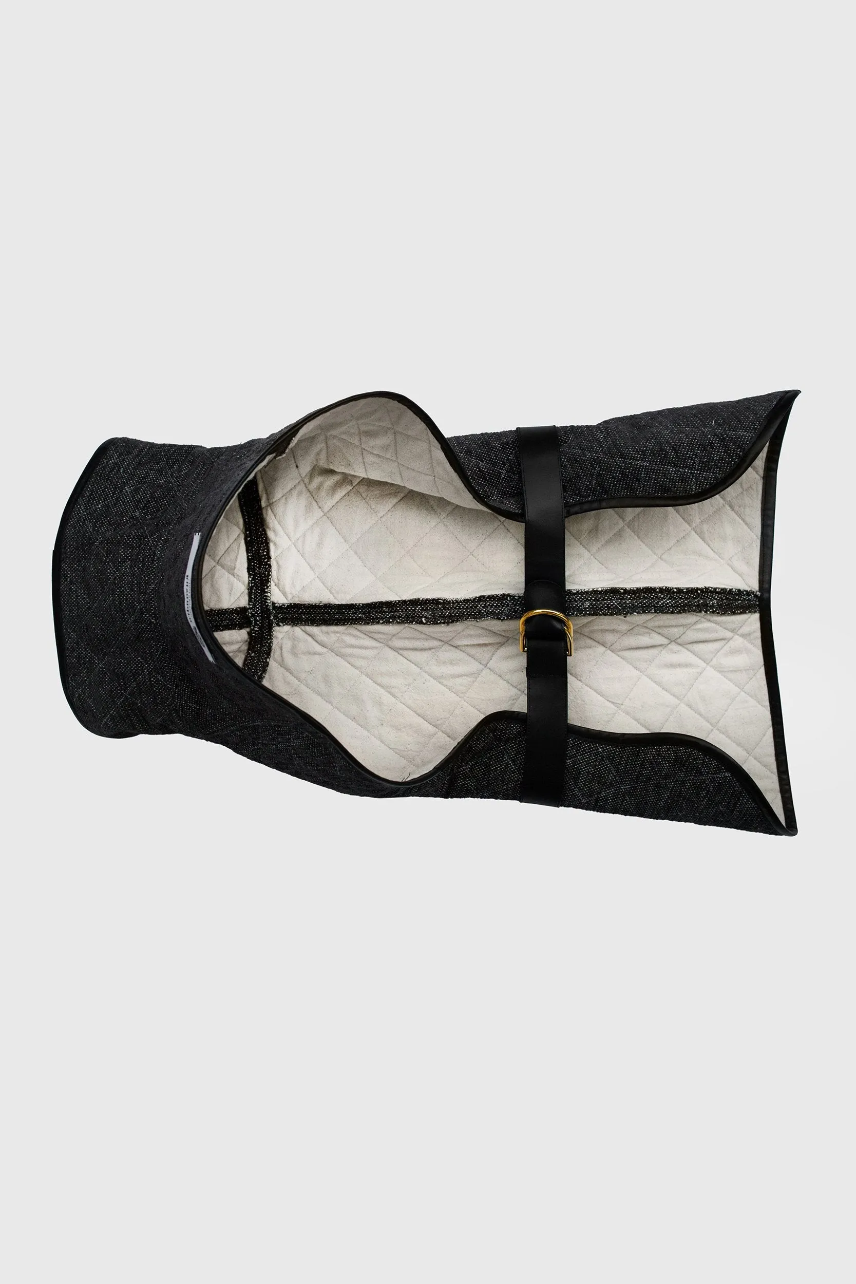 Quilted Black Cotton Dog Coat