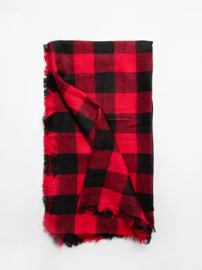 Red & Black Plaid Fringe Scarf - Justin Taylor