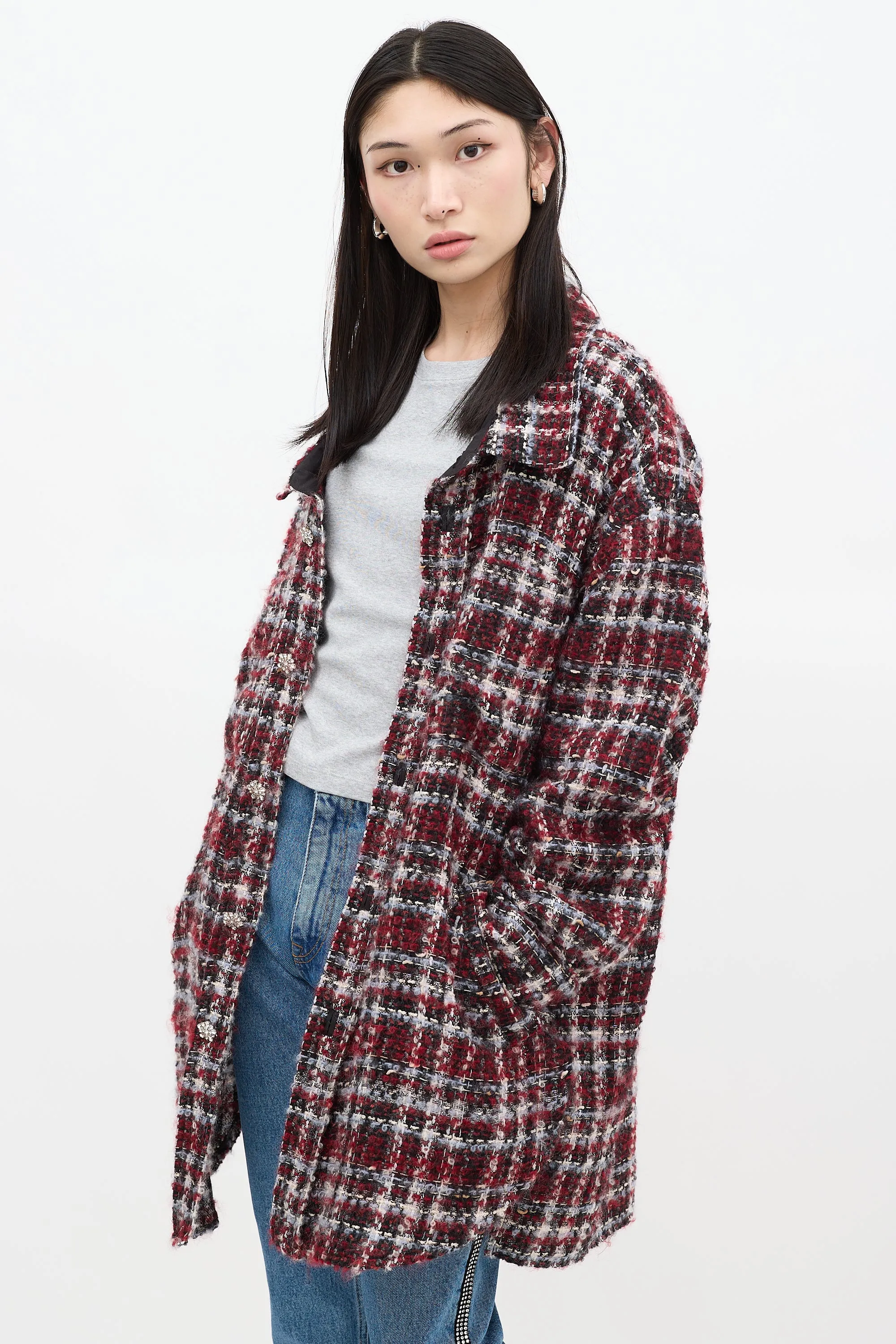 Red & Multicolour Wool Tweed Jacket