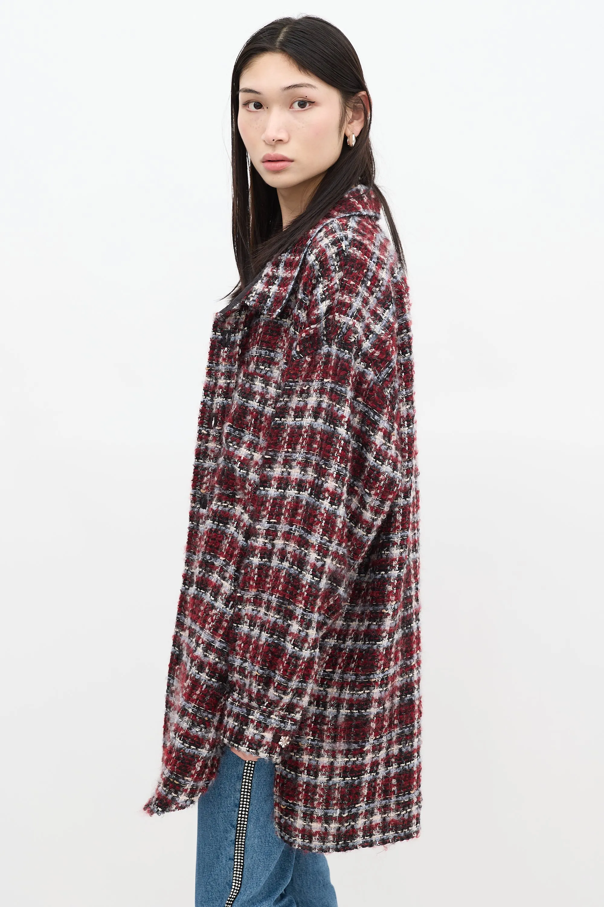 Red & Multicolour Wool Tweed Jacket