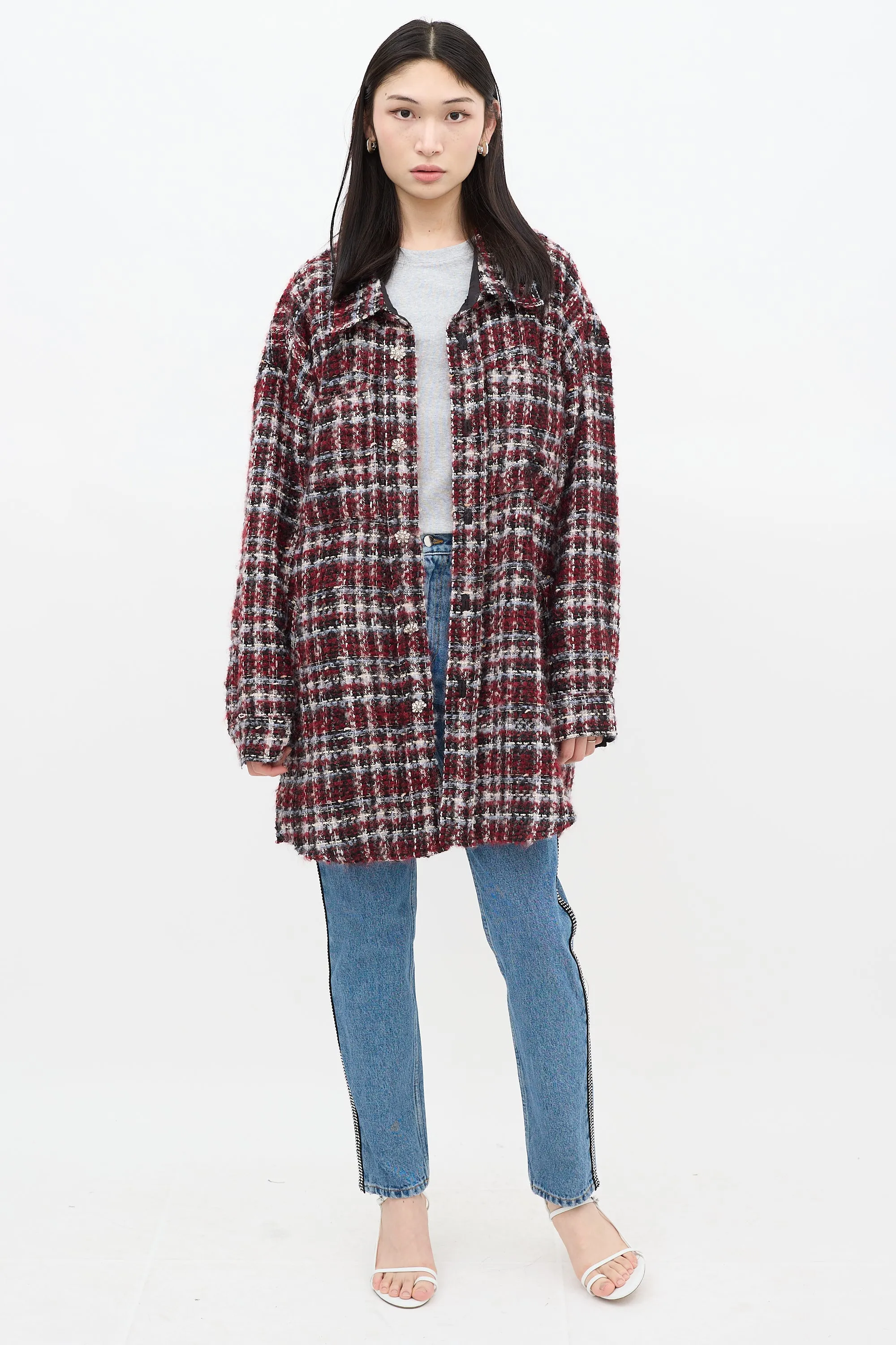 Red & Multicolour Wool Tweed Jacket
