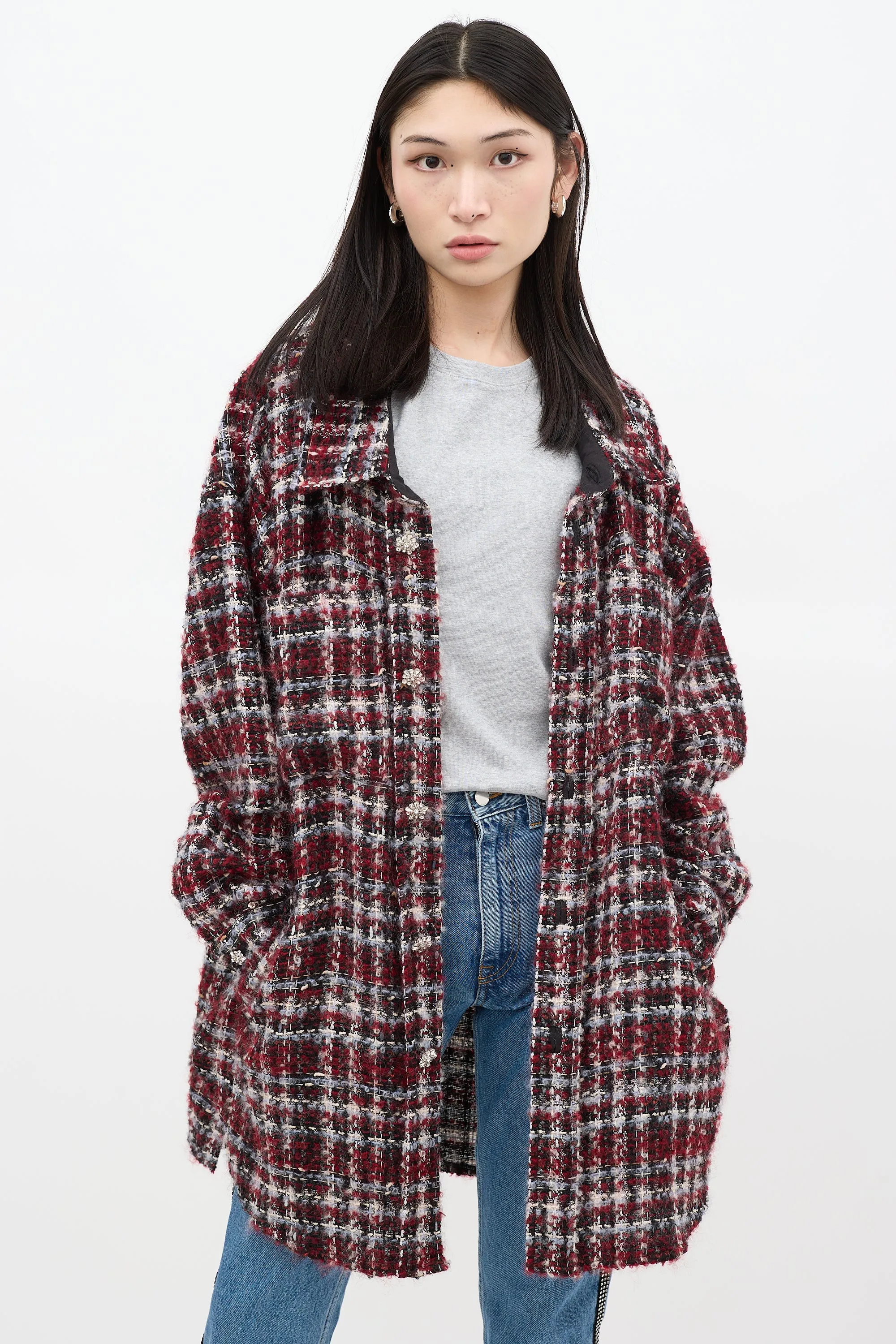 Red & Multicolour Wool Tweed Jacket