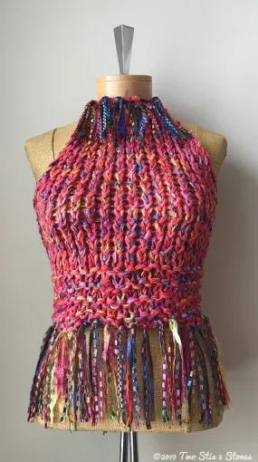 Red Tweed Halter Top