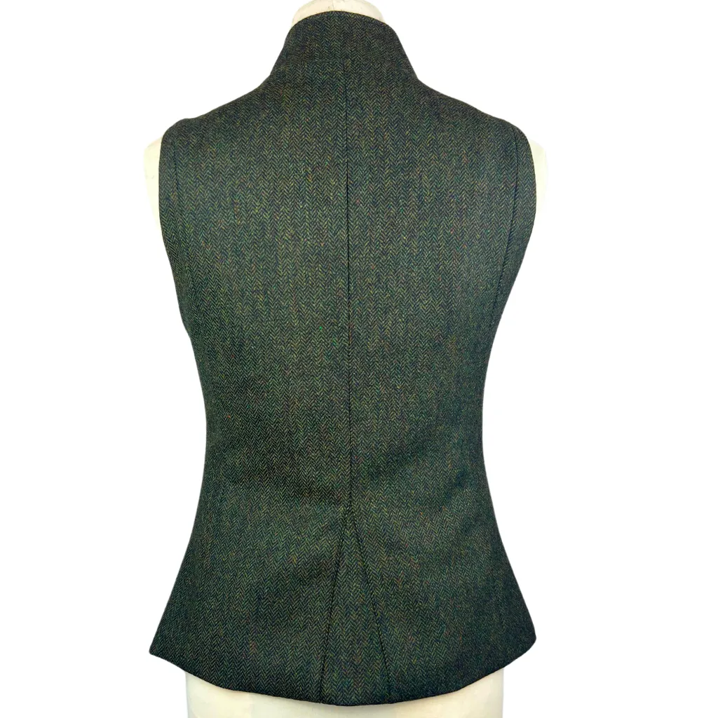 Regency Ladies Tweed Waistcoat - Forest Herringbone