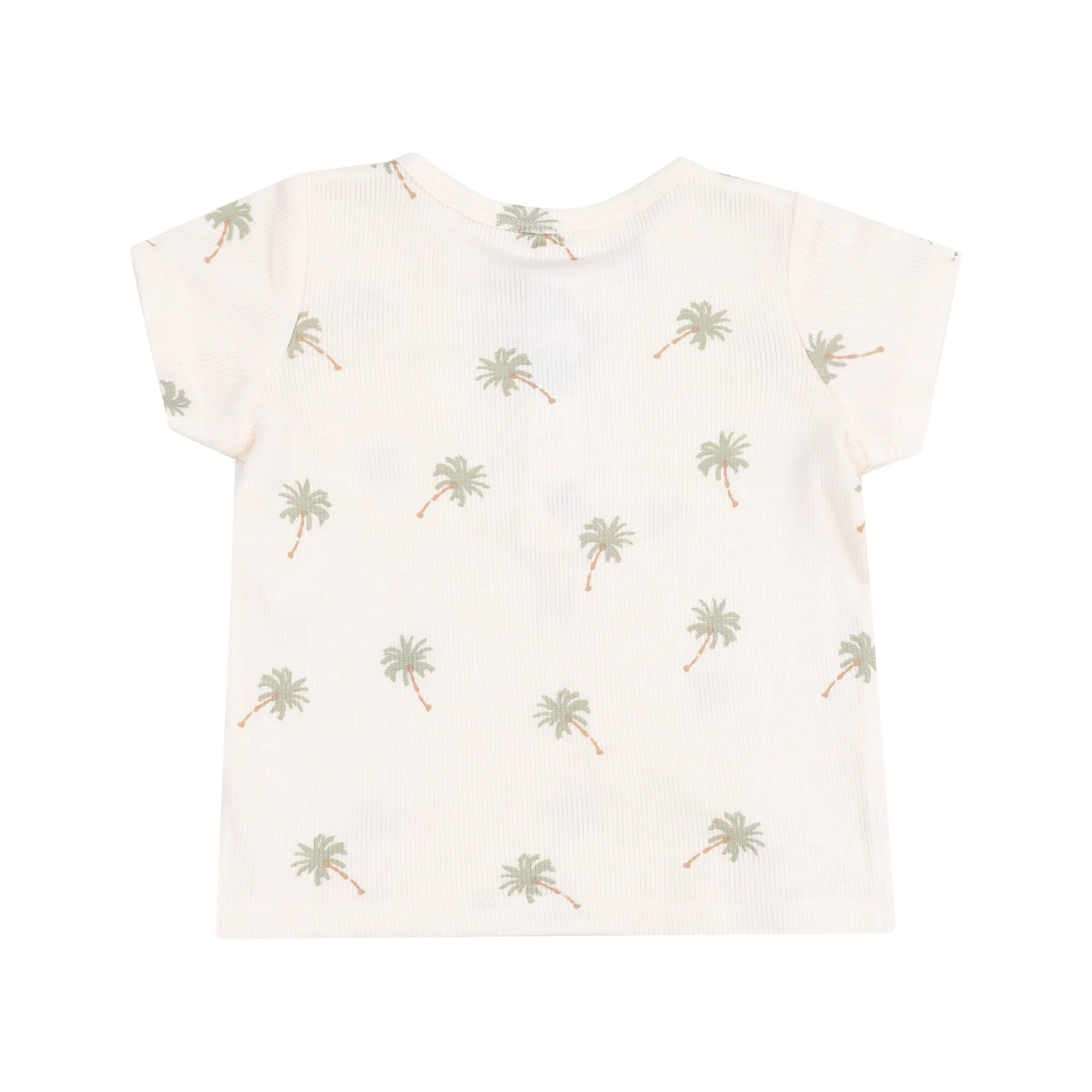 Ribbed Henley with Pocket and Muslin Short Set - Palm Trees