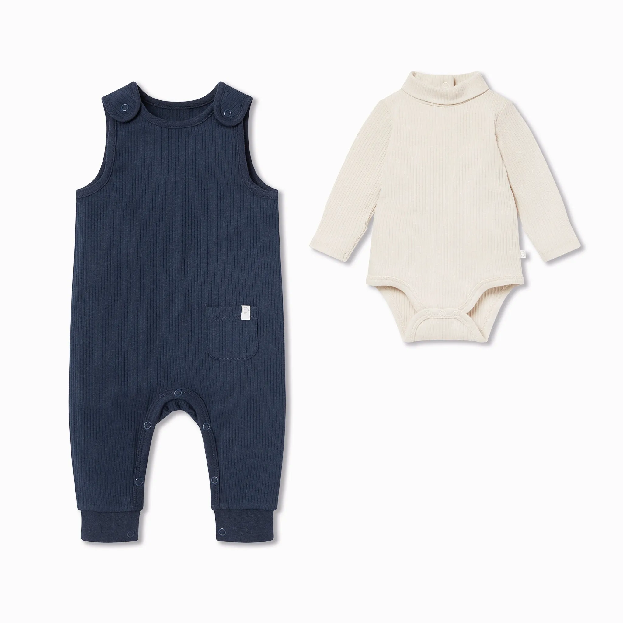 Ribbed Romper & Roll Neck Bodysuit Outfit
