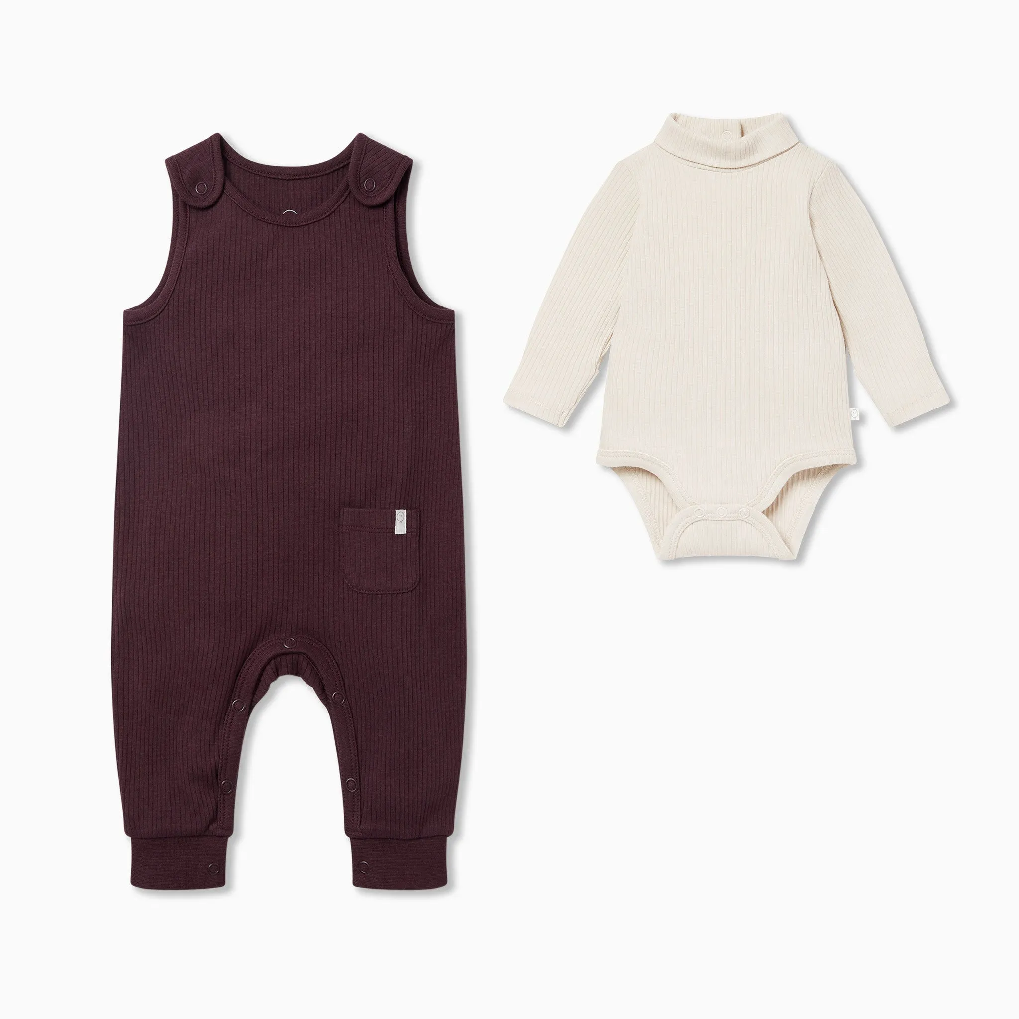 Ribbed Romper & Roll Neck Bodysuit Outfit