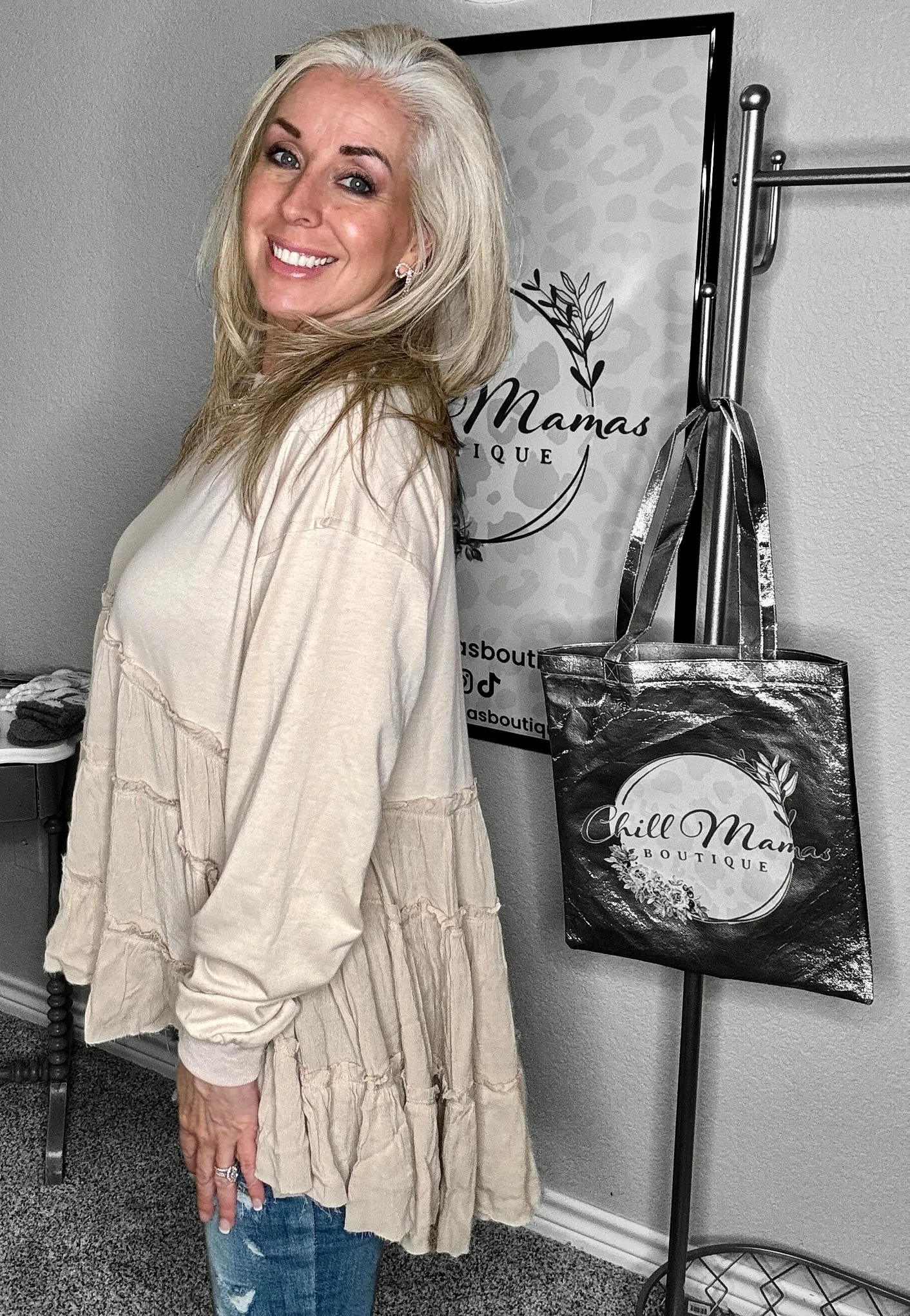 RuffleCascade Cozy Chic Sweatshirt