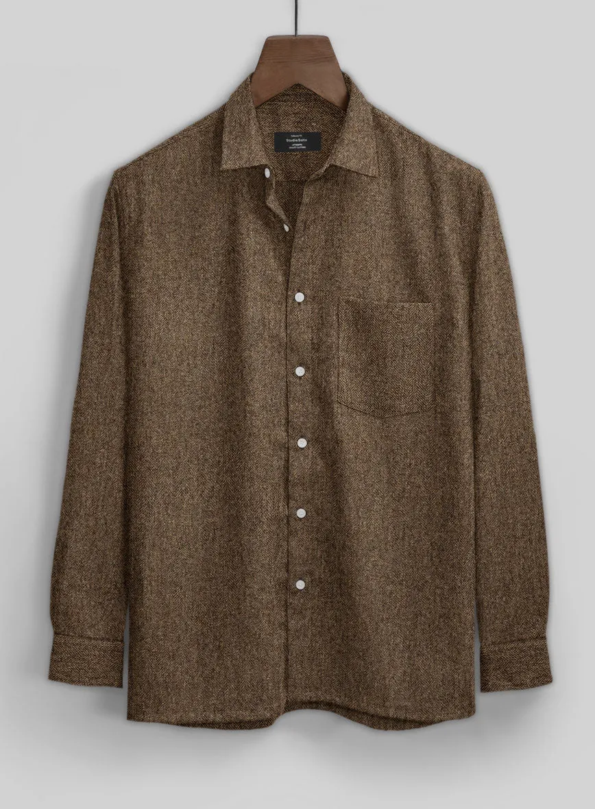 Rust Herringbone Tweed Shirt