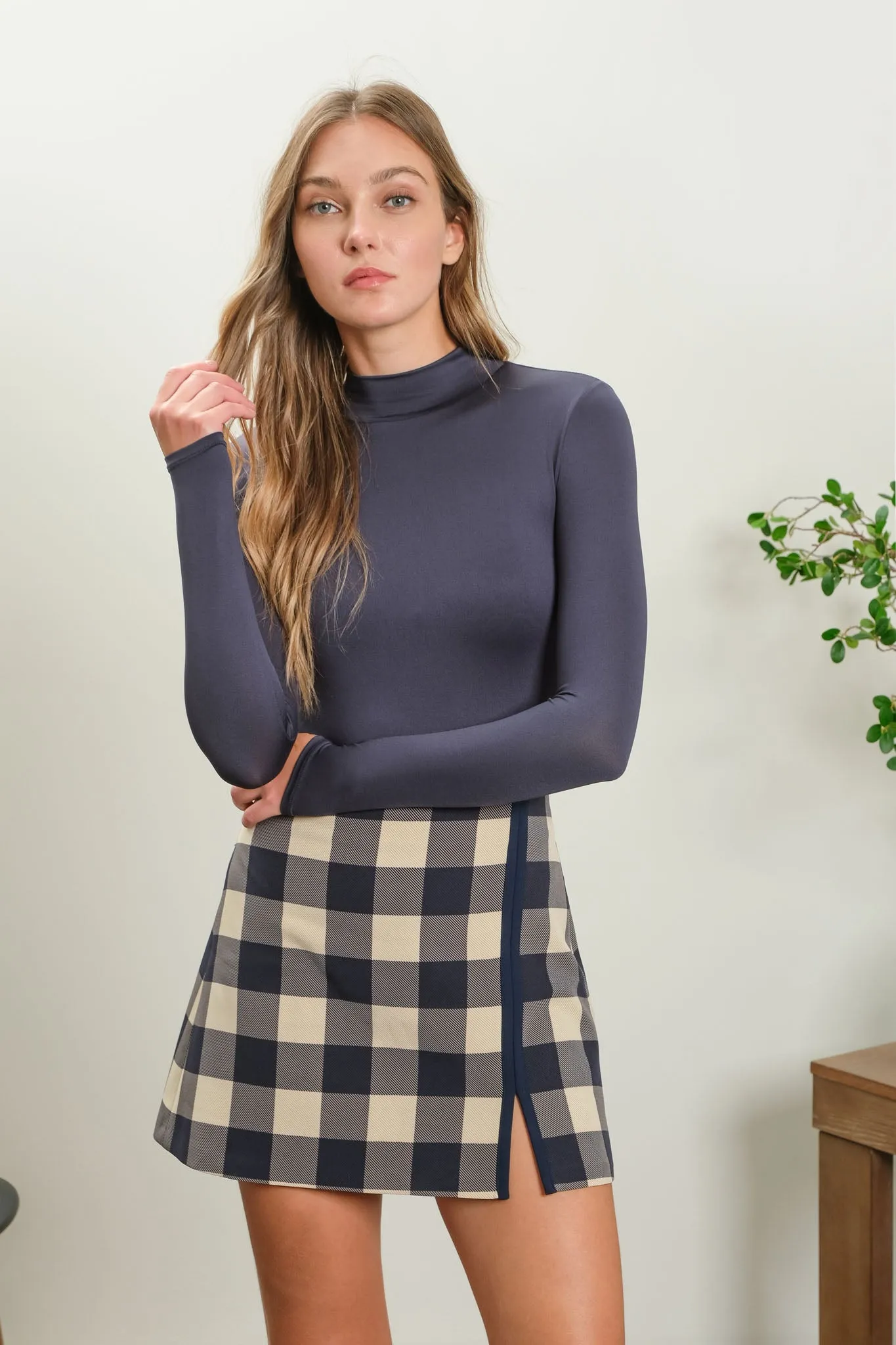 SEAMLESS MOCK NECK LONG SLEEVE BODYSUIT
