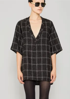 SHIRT V-COLLAR - TWEED black/white